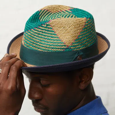 Dasmarca Hats Men's Green Dasmarca Blake Summer Multi Coloured Straw Trilby Hat - Peacock