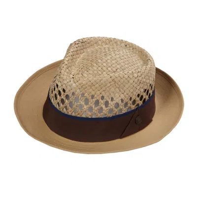 Dasmarca Hats Men's Green Dasmarca Ronan Straw Wide Brim Fedora Summer Straw Sun Hat - Khaki