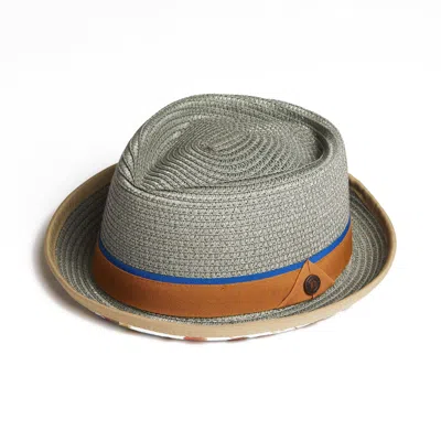 Dasmarca Hats Men's Green Dasmarca Tommy Summer Straw Porkpie Hat With Vintage Floral Prints - Sage