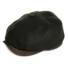Dasmarca Hats Men's Green Eden Olive Wool Newsboy Bakerboy Peaky Cap With Leather Visor Peak In Green