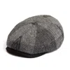 Dasmarca Hats Men's Grey / Black Aaron Harris Tweed Wool Cap With Earflaps - Slate In Grey/black