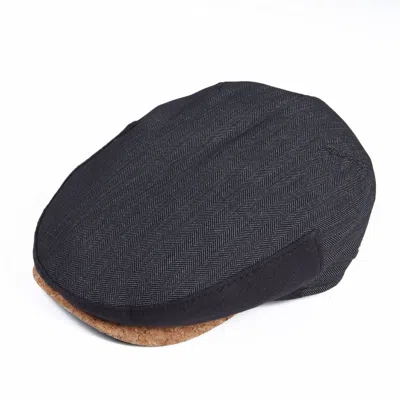Dasmarca Hats Men's Henry Charcoal Grey Summer Linen Flat Cap With Cork Visor Peak
