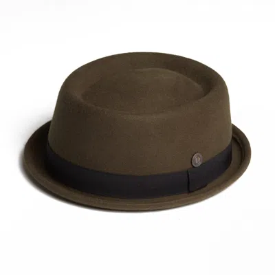 Dasmarca Hats Men's Jack Olive Green Felt Skimpy Brim Short Brim Rude Boy Mod Style Porkpie Hat