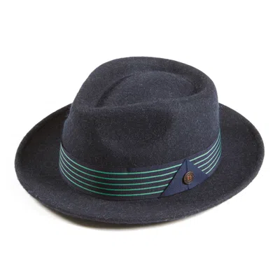 Dasmarca Hats Men's James Midnight Blue Milange Felt Wide Brim Wool Felt Fedora Hat