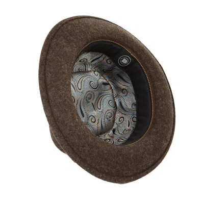 Dasmarca Hats Men's James Wood Brown Milange Felt Wide Brim Wool Felt Fedora Hat