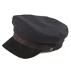 Dasmarca Hats Men's Laboca Black Linen Fisherman's Cap Sailor Cap With Leather Peak In Black