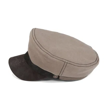 Dasmarca Hats Men's Laboca Grey Linen Fisherman's Cap Sailor Cap With Leather Peak