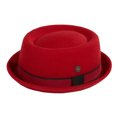 Dasmarca Hats Men's Leo Ruby Red Felt Skimpy Brim Short Brim Rude Boy Mod Style Porkpie Hat