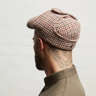 Dasmarca Hats Men's Logan Beige Tweed Wool Checks Italian Cap With Earflaps Trapper In Sand