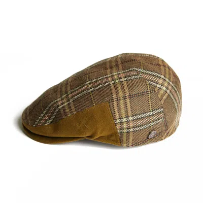 Dasmarca Hats Men's Luis Olive Green Tweed Checks Italian Flat Cap