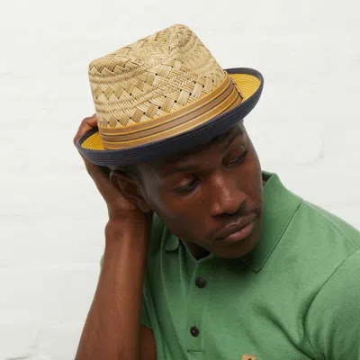 Dasmarca Hats Men's Neutrals Dasmarca Blake Summer Multi Coloured Straw Trilby Hat - Oat