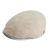 DASMARCA HATS MEN'S NEUTRALS DASMARCA LOGAN BEIGE LINEN FITTED SUMMER CAP WITH LEATHER PEAK