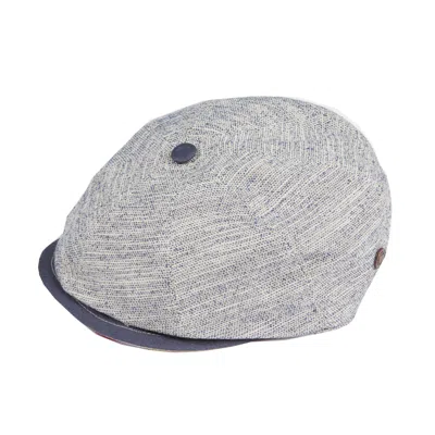 Dasmarca Hats Men's Neutrals / White / Blue Frankie Marine Peaked Summer Linen Bakerboy Newsboy Cap In White/blue