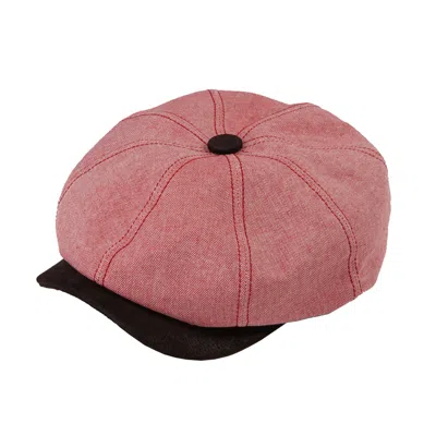 Dasmarca Hats Men's Pink / Purple Hugo Sangria Salmon Pink Linen Herringbone Peaky Bakerboy Newsboy Summer Cap Wit In Pink/purple