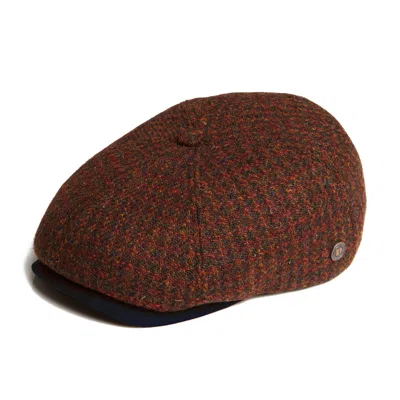 Dasmarca Hats Men's Red Aaron Harris Tweed Wool Cap With Earflaps - Maroon