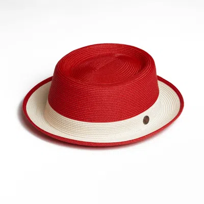 Dasmarca Hats Men's Red Dasmarce Bobby Retro Short Brim Summer Porkpie – Ruby