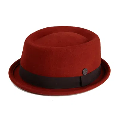 Dasmarca Hats Men's Red Jack Terra Felt Skimpy Brim Short Brim Rude Boy Mod Style Porkpie Hat
