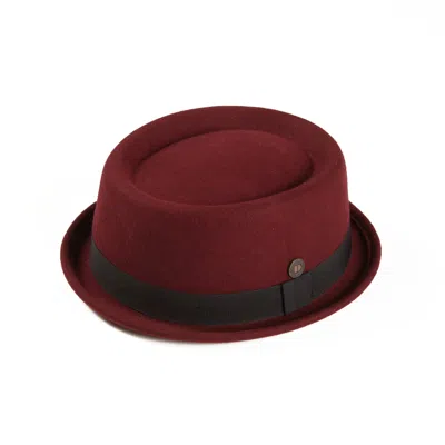 Dasmarca Hats Men's Red Jack Vino Burgundy Felt Skimpy Brim Short Brim Rude Boy Mod Style Porkpie Hat