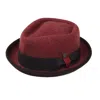 DASMARCA HATS MEN'S RED JACKSON BURGUNDY WOOL FELT TWO TONE PORKPIE HAT