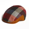 Dasmarca Hats Men's Red Luis Sunrise Brown Tweed Checks Italian Flat Cap In Red