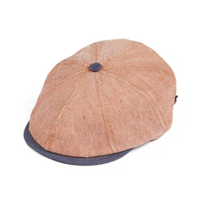 Dasmarca Hats Men's Red / Yellow / Orange Harry Garnet Red Herringbone Linen Summer Italian Driving Cap In Red/yellow/orange