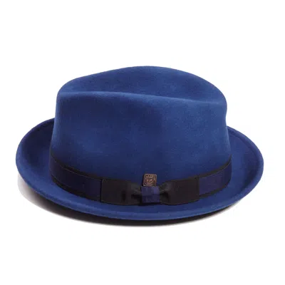 Dasmarca Hats Men's Robin Cobalt Blue Wool Felt Two Tone Trilby Fedora Hat