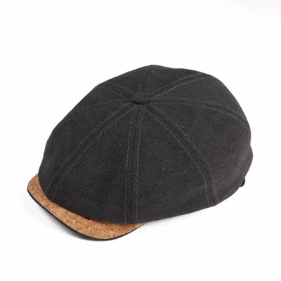 Dasmarca Hats Men's Ryder Ash Grey Summer Cotton Canvas Bakerboy Newsboy Cap With Cork Visor Peak