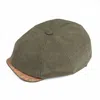 Dasmarca Hats Men's Ryder Olive Green Summer Cotton Canvas Bakerboy Newsboy Cap With Cork Visor Peak In Green