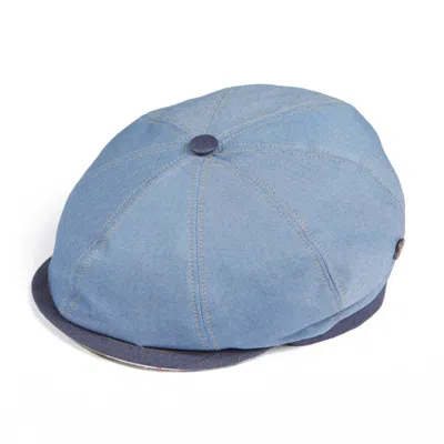 Dasmarca Hats Men's Theo Blue Cotton Fitted Peaky Bakerboy Newsboy Italian Summer Cap