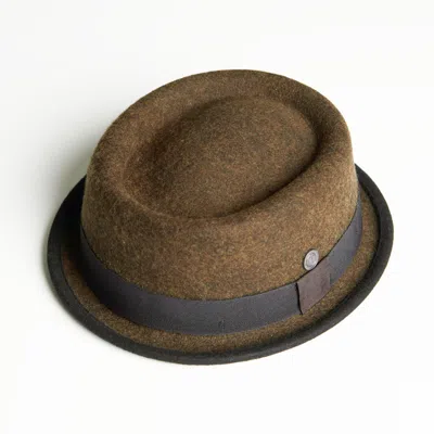 Dasmarca Hats Men's Tony Cordova Brown Felt Skimpy Brim Short Brim Rude Boy Mod Style Porkpie Hat