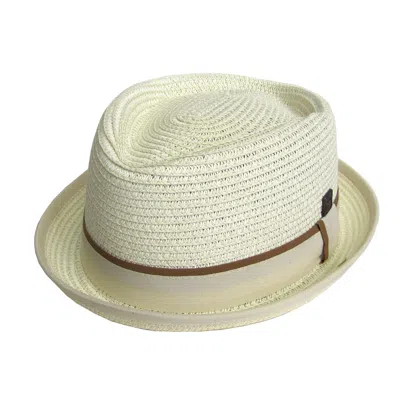 Dasmarca Hats Men's White Dasmarca Durban Summer Diamond Crown Light Weight Breathable Porkpie Hat - Bone