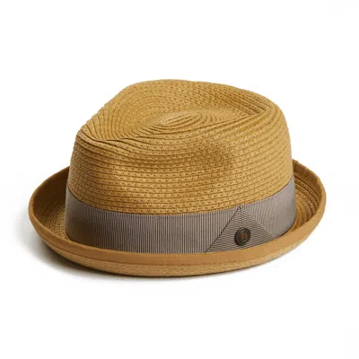 Dasmarca Hats Men's Yellow / Orange Dasmarca Andy Short Brim Trilby Retro Summer Skimpy Brim Straw Braided Hat - Y In Yellow/orange