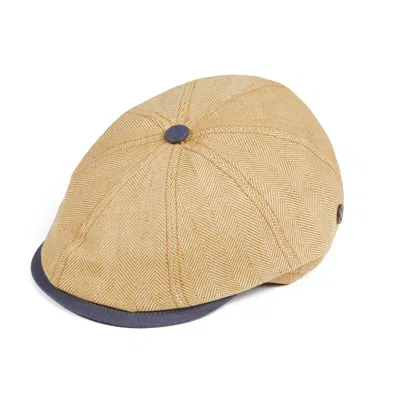 Dasmarca Hats Men's Yellow / Orange Harry Sahara Yellow Herringbone Linen Summer Italian Driving Cap In Yellow/orange