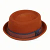 Dasmarca Hats Men's Yellow / Orange Leo Rust Orange Felt Skimpy Brim Short Brim Rude Boy Mod Style Porkpie Hat In Yellow/orange