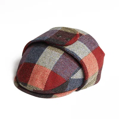 Dasmarca Hats Men's Yellow / Orange Logan Sunset Orange Wool Tweed Checks Italian Cap With Earflaps Trapper In Yellow/orange