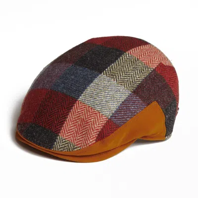 Dasmarca Hats Men's Yellow / Orange Luis Sunrise Orange Tweed Checks Italian Flat Cap In Yellow/orange