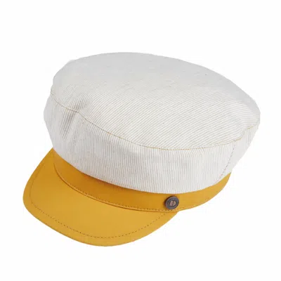 Dasmarca Hats Men's Yellow / Orange Luke Dijon Yellow Linen Summer Italian Sailor Cap Greek Fisherman's Cap In Yellow/orange