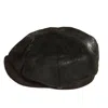 Dasmarca Hats Oliver Black Leather Bakerboy Newsboy Peaky Cap For Men