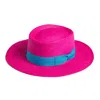 Dasmarca Hats Pink / Purple Dasmarca Baker Wide Brim Summer Genuine Panama Straw Porkpie Hat For Women - Fuscia In Multi