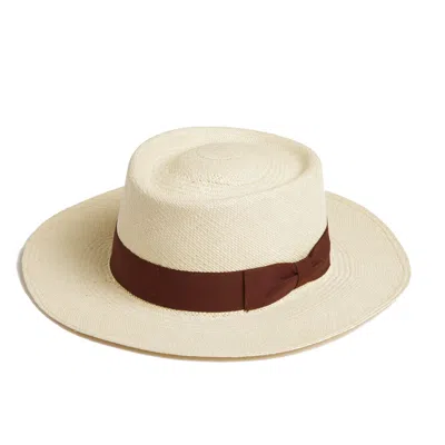 Dasmarca Hats White Dasmarca Baker Wide Brim Summer Genuine Panama Straw Porkpie Hat For Men - Ivory