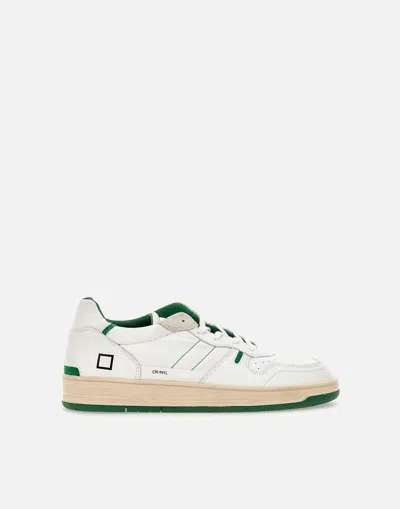 Date D.a.t.e. White And Green Court 2.0 Sneakers In White-green
