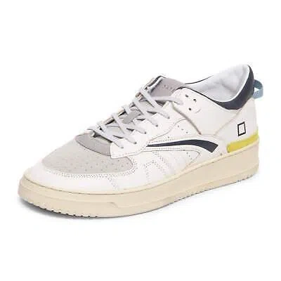 Pre-owned Date 9061az Sneaker Uomo D.a.t.e. Torneo Man Vintage Effect Shoes In Bianco