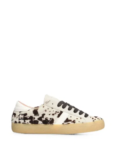 Date Animal-print Pony-hair Sneakers In White