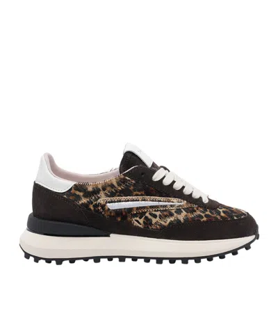 Date D.a.t.e. Athleta Animalier Leopard Sneakers In Black