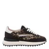 Date D.a.t.e. Leopard Print Pony Skin And Suede Running Sneakers In Black