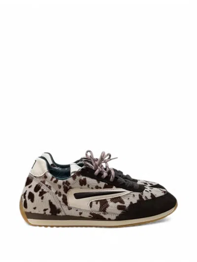 Date Athleta Cow-print Pony Hair Sneakers In Black