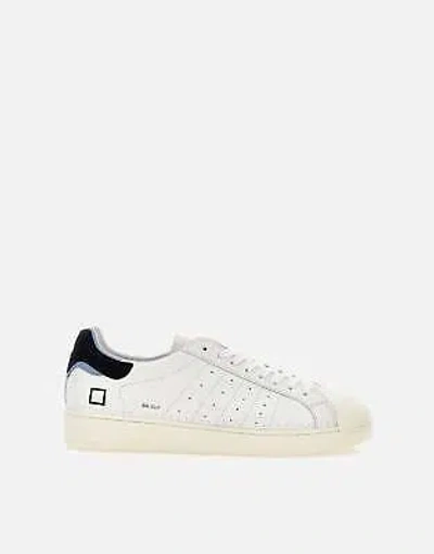 Pre-owned Date D.a.t.e. Base Calf Leather White Blue Sneakers 100% Original