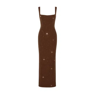 Date Boutique Women's Celestia Crystal Gown Brown