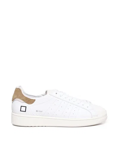 Date Calfskin Sneakers In White-cuoio