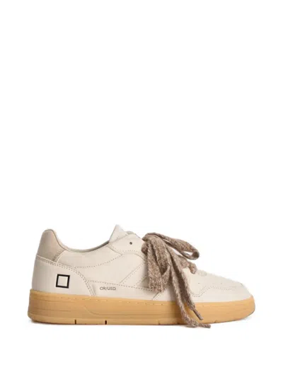 Date Chunky-lace Leather Sneakers In Gold